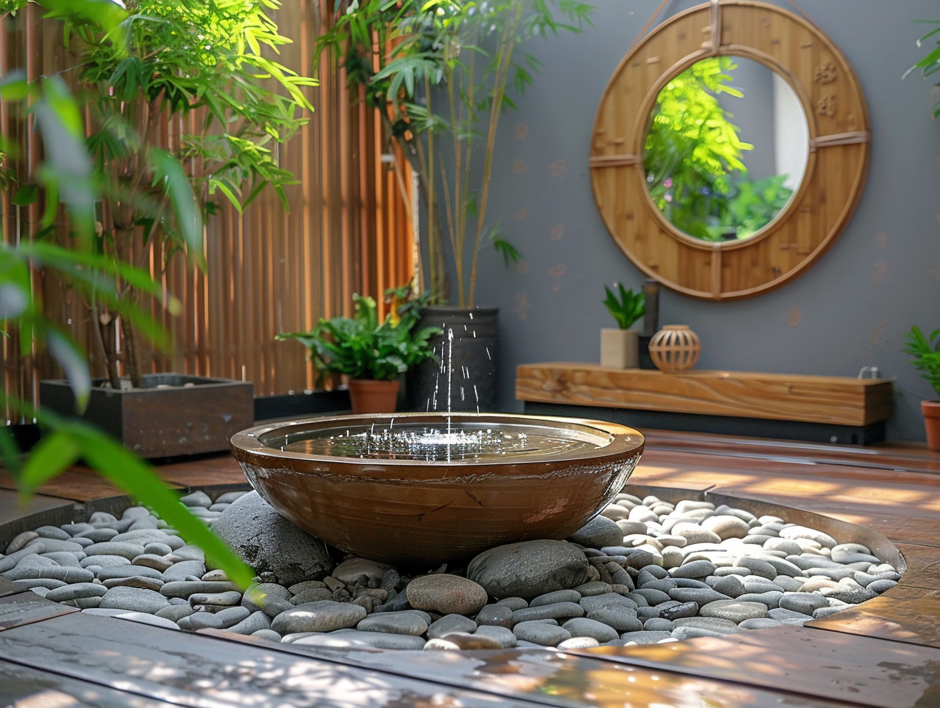Calm interior vignette with natural textures, soft lighting, and intentional placement to support balance and flow.
